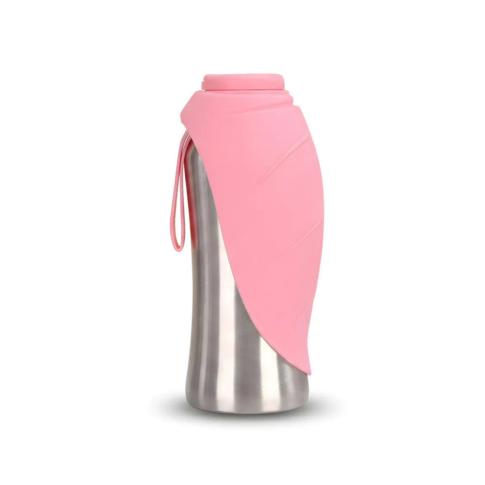 PawSipDog - Insulated Dog Water Bottle with Flip-Out Bowl (Stainless Steel)