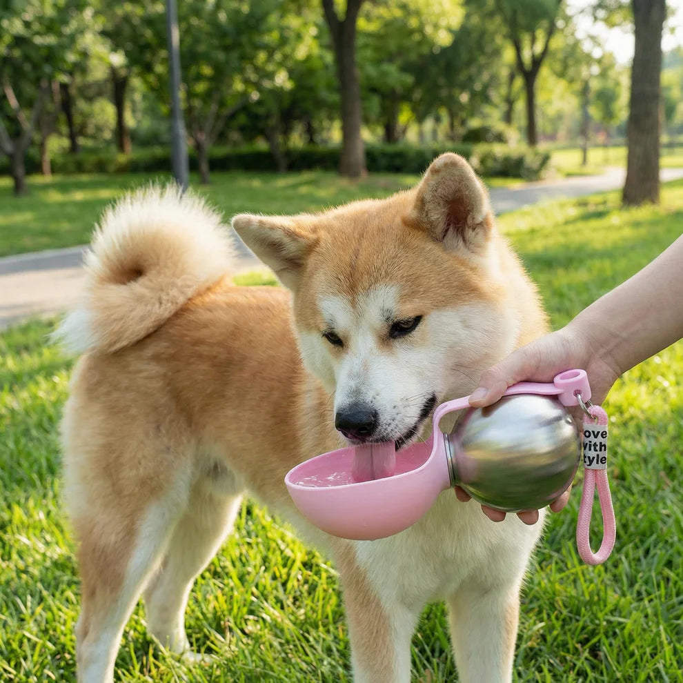 (Original product) Portable Stainless Steel Water Bottle Travel Bowl for Dogs